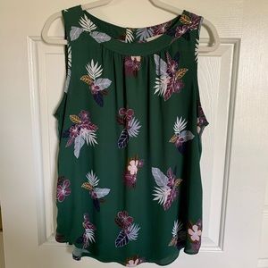 LOFT Floral Mixed Material Tank